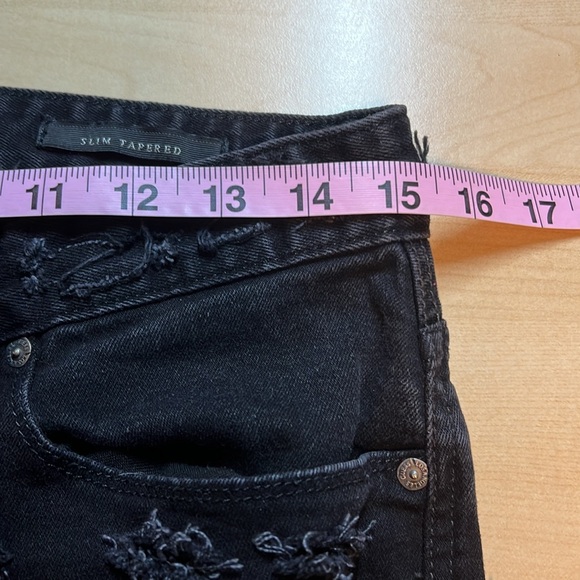 Guess Slim Tapered Destroyed Black Denim Size 30 x 32 - Picture 11 of 13